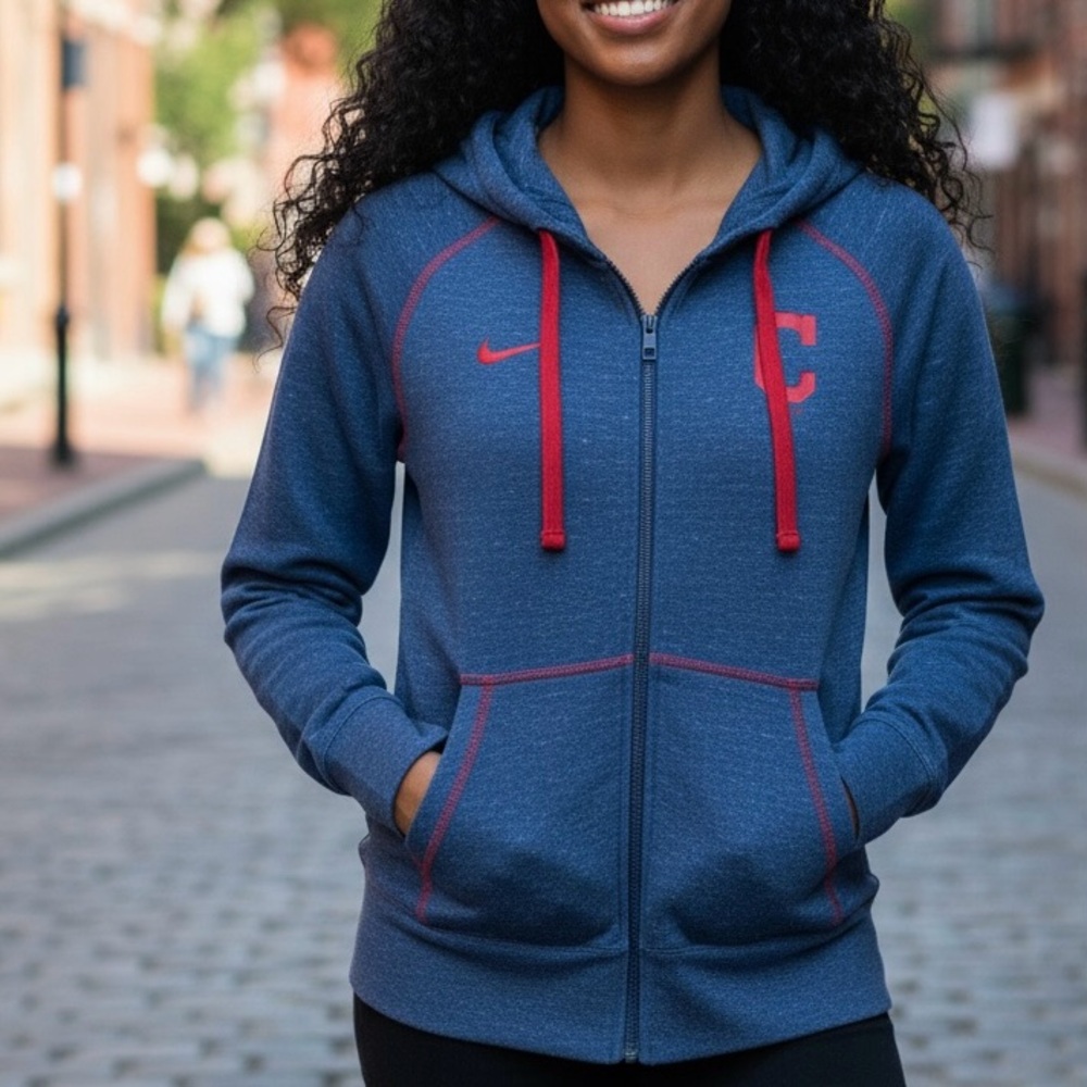 Nike Women's Blue Hoodie with Red Accents Sz M - Picture 14 of 14